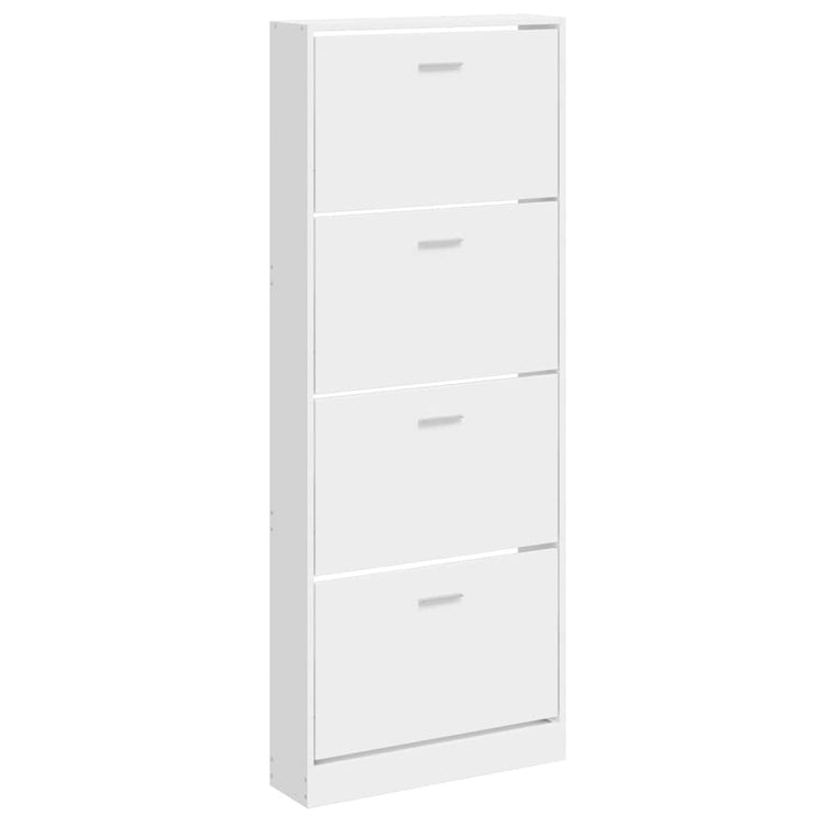 Vidaxl Schuhschrank 59x17x150 cm verarbeitetes Holz Hochglanz weiß