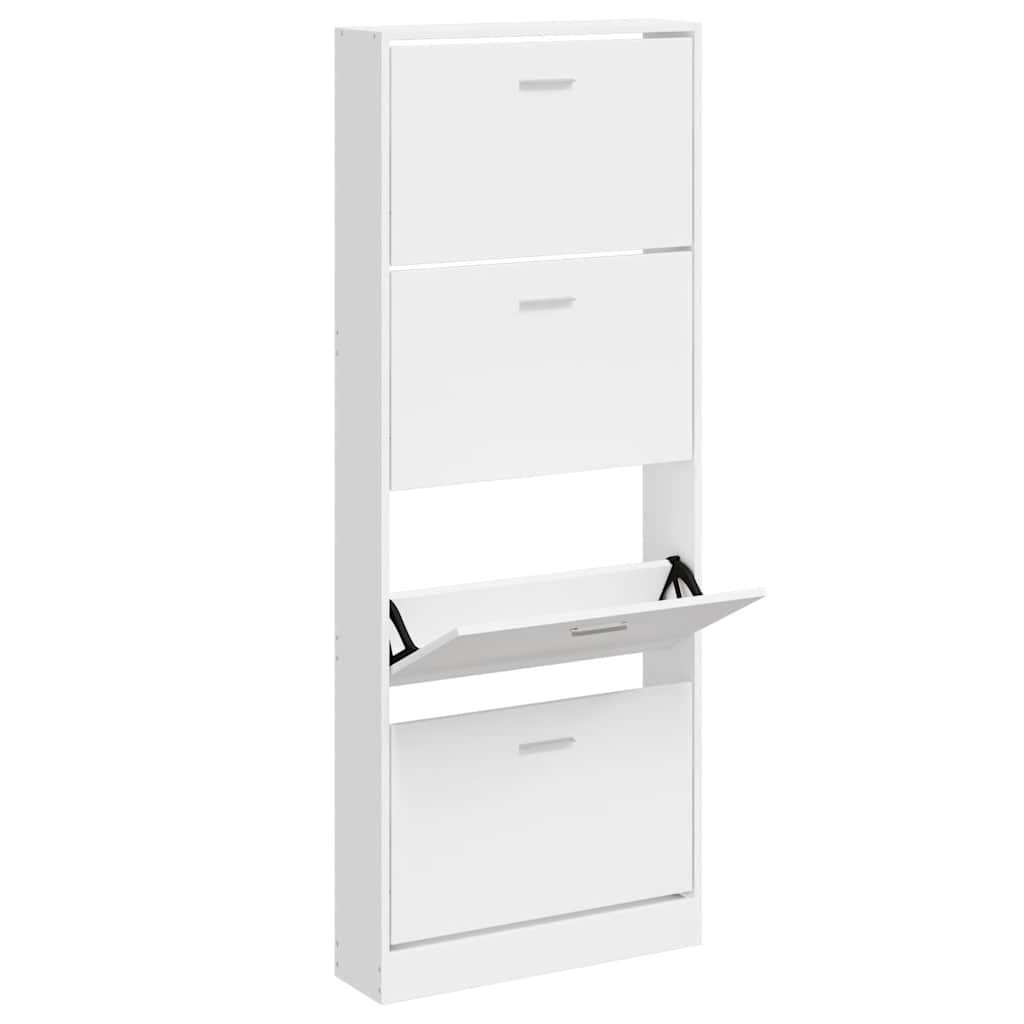 Vidaxl Schuhschrank 59x17x150 cm verarbeitetes Holz Hochglanz weiß