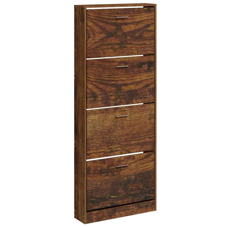 VIDAXL -Schuhschrank 59x17x150 cm Eigenschaften mit geräuchertem Eichenbaus befördert