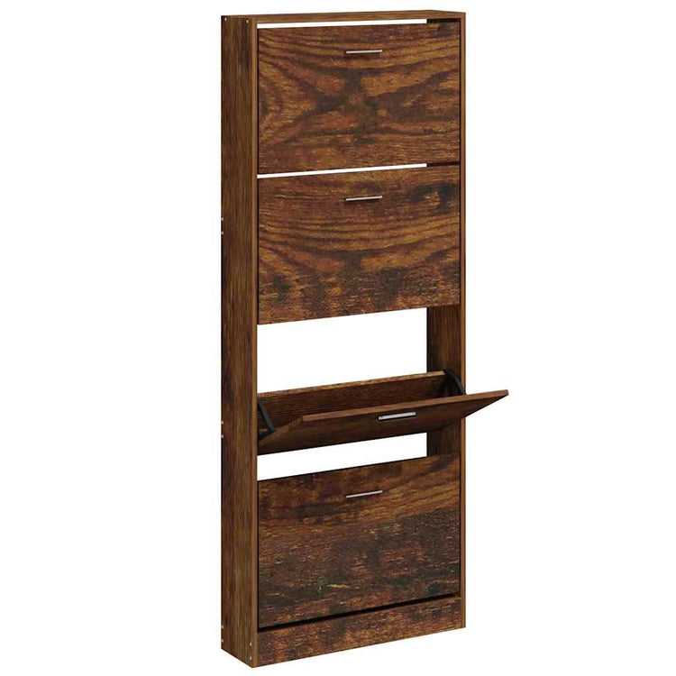 VIDAXL -Schuhschrank 59x17x150 cm Eigenschaften mit geräuchertem Eichenbaus befördert
