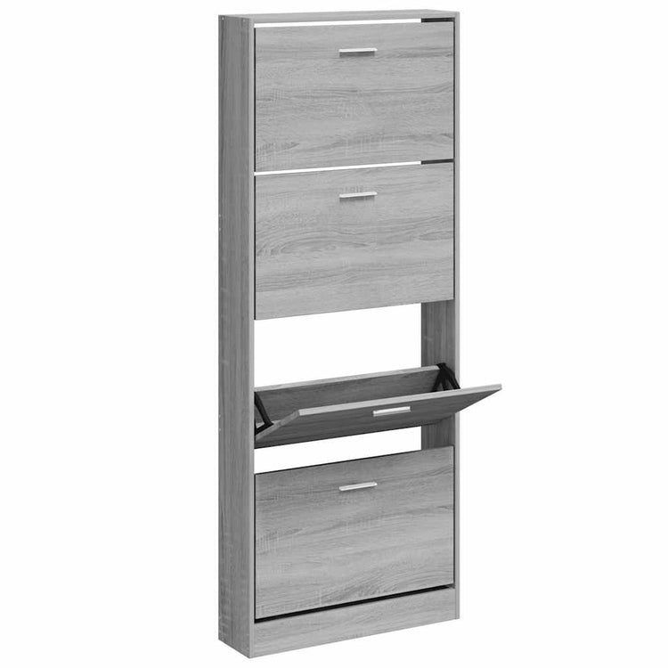 VIDAXL -Schuhschrank 59x17x150 cm propertiertes Holzgrau Sonoma