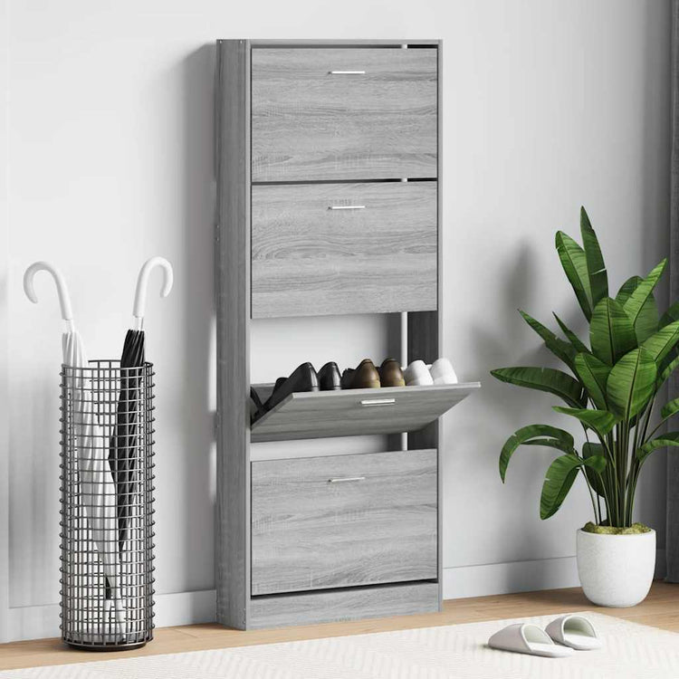VIDAXL -Schuhschrank 59x17x150 cm propertiertes Holzgrau Sonoma