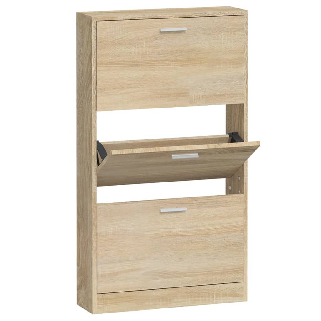 VIDAXL -Schuhschrank 59x17x108 cm verarbeitete Holzeiche gefärbt