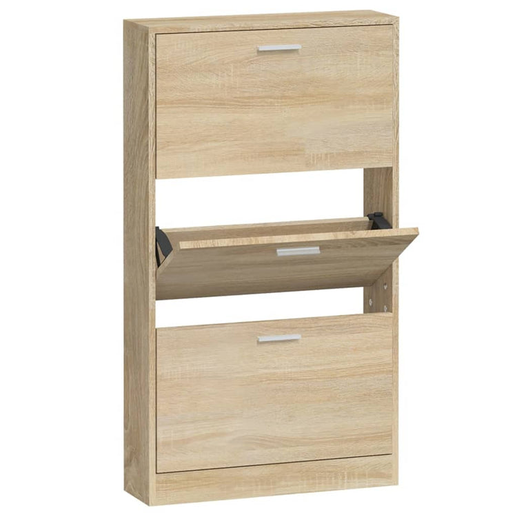 VIDAXL -Schuhschrank 59x17x108 cm verarbeitete Holzeiche gefärbt
