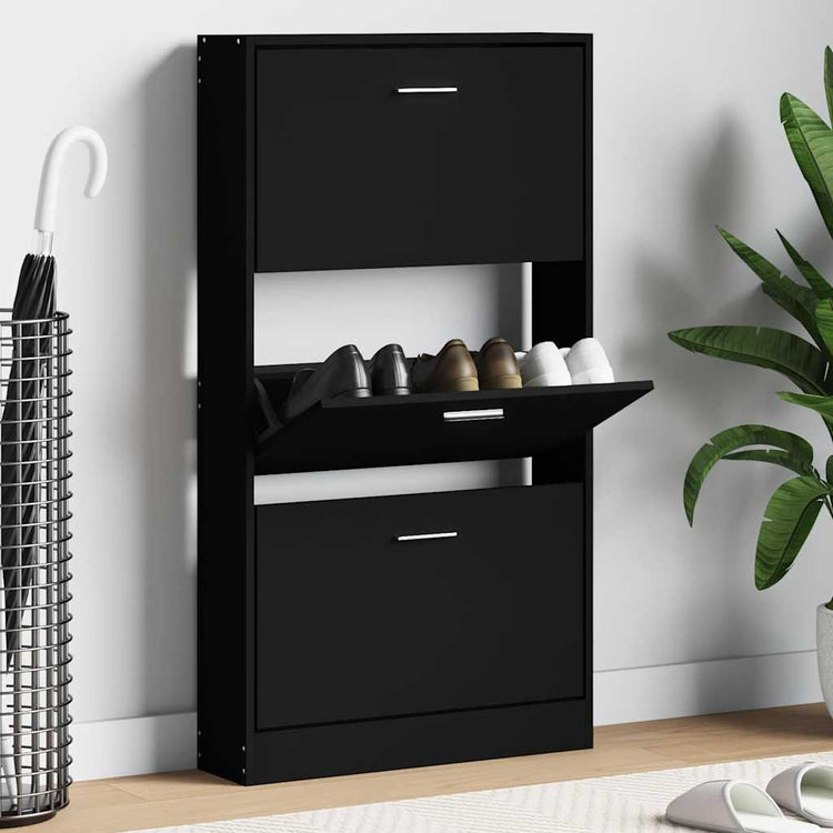 Vidaxl Schuhschrank 59x17x108 cm propertiertes Holzschwarz