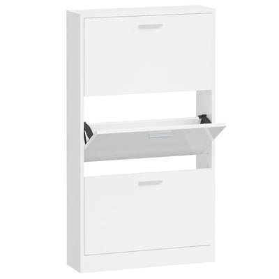 VIDAXL -Schuhschrank 59x17x108 cm propertiertes Holz Hochglanz weiß