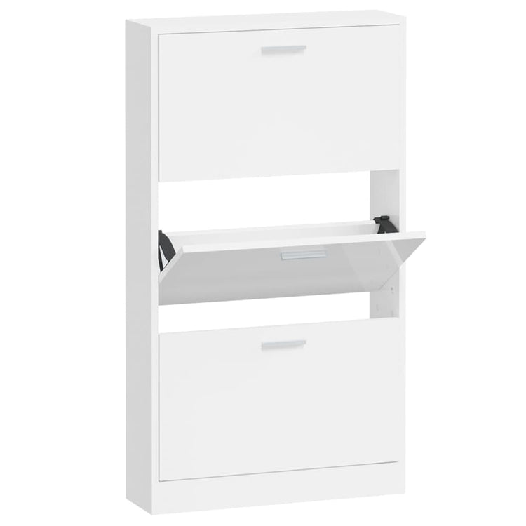 VIDAXL -Schuhschrank 59x17x108 cm propertiertes Holz Hochglanz weiß