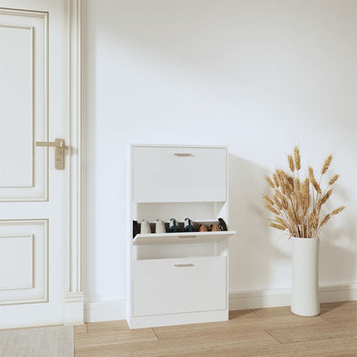 VIDAXL -Schuhschrank 59x17x108 cm propertiertes Holz Hochglanz weiß