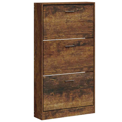 VIDAXL -Schuhschrank 59x17x108 cm Eigenschaften mit geräuchertem Eichenbaus befördert