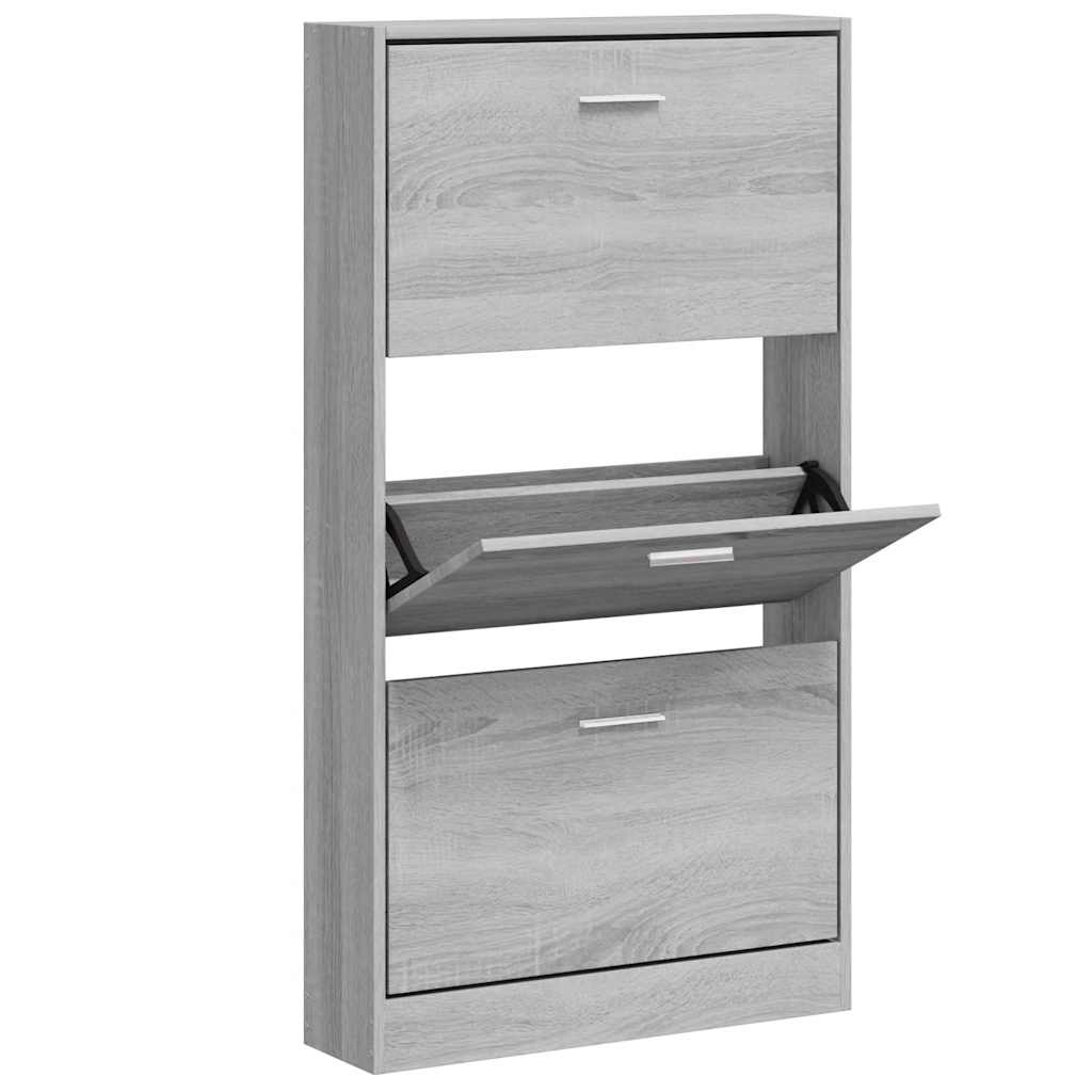 Vidaxl Schuhschrank 59x17x108 cm verarbeitetes Holzgrau Sonoma