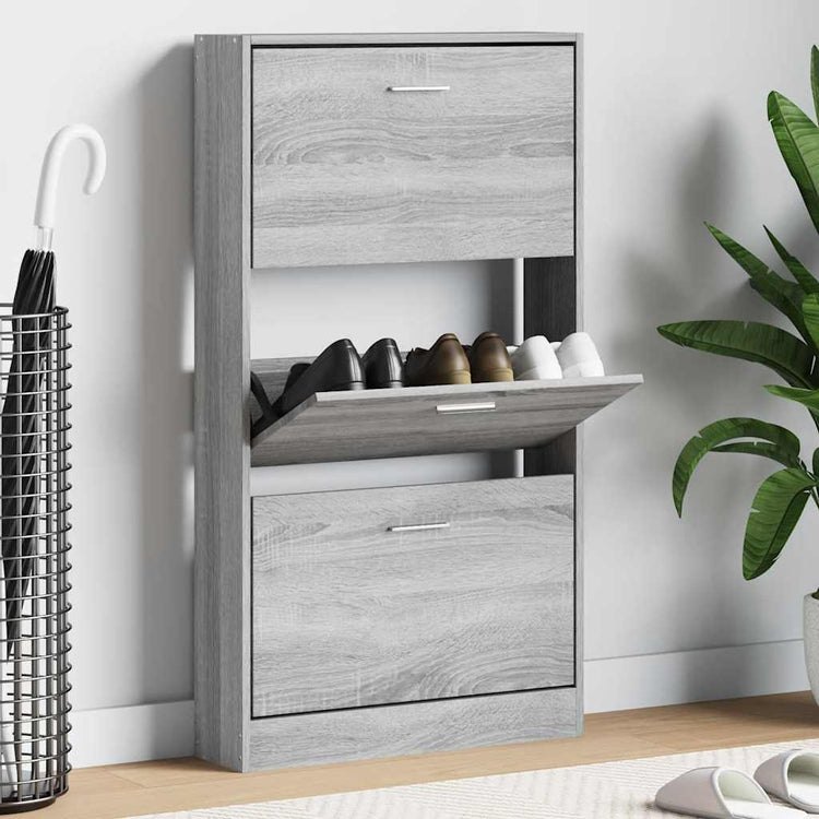 Vidaxl Schuhschrank 59x17x108 cm verarbeitetes Holzgrau Sonoma