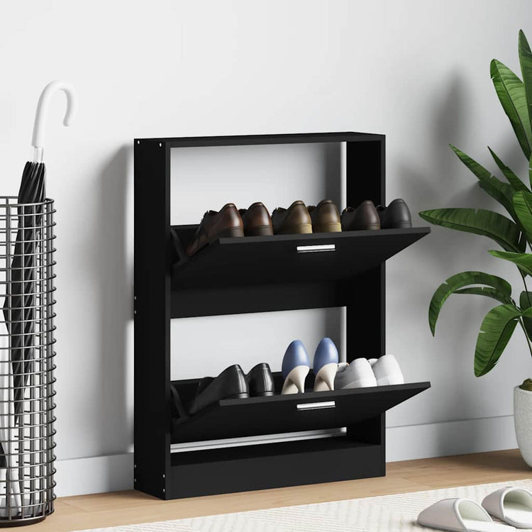 Vidaxl Schuhschrank 59x17x81 cm propertiertes Holzschwarz