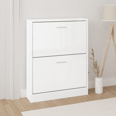 Vidaxl Schuhschrank 59x17x81 cm verarbeitetes Holz Hochglanz weiß