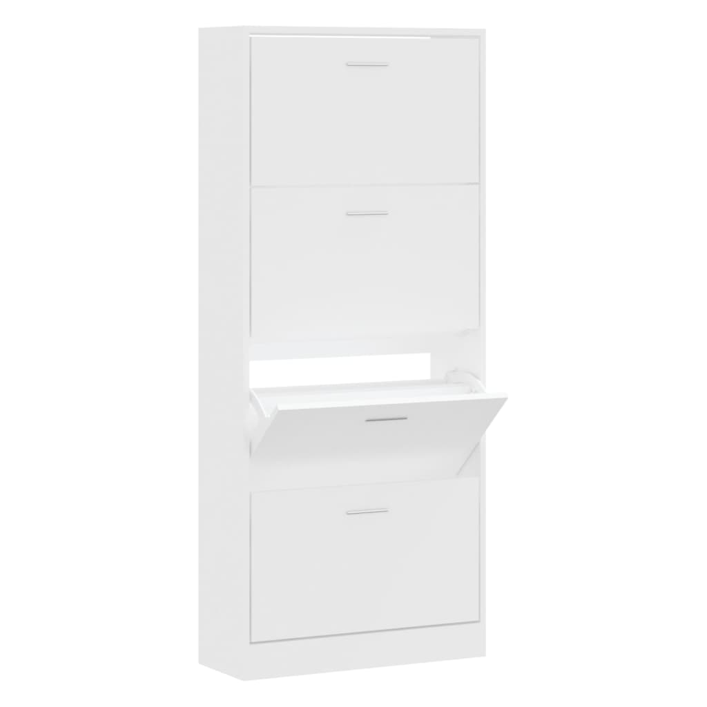 Vidaxl Schuhschrank 63x24x147 cm verarbeitetes Holz weiß