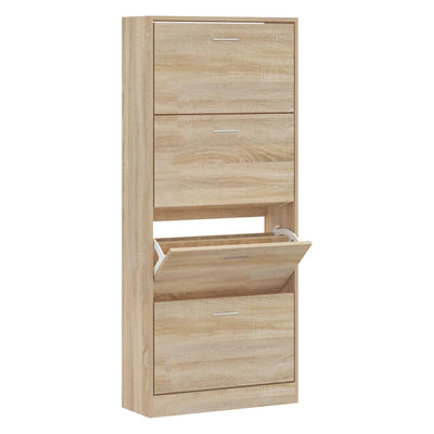VIDAXL -Schuhschrank 63x24x147 cm propertiertes Holz Sonoma Eiche gefärbt