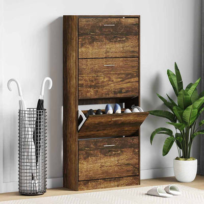VIDAXL -Schuhschrank 63x24x147 cm Propertiertes Holzgeräuchchen -Eiche gefärbt