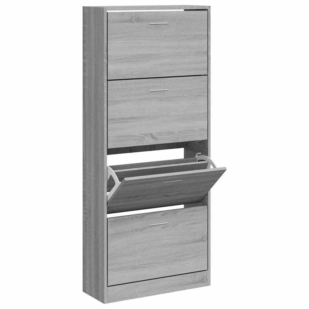 VIDAXL -Schuhschrank 63x24x147 cm Propertiertes Holzgrau Sonoma