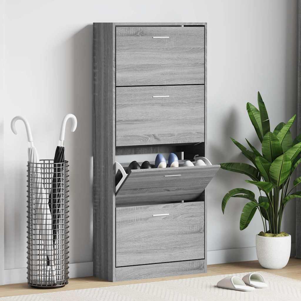 VIDAXL -Schuhschrank 63x24x147 cm Propertiertes Holzgrau Sonoma