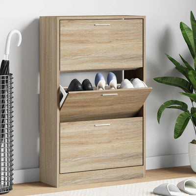 VIDAXL -Schuhschrank 63x24x103 cm propertiertes Holz Sonoma Eiche gefärbt