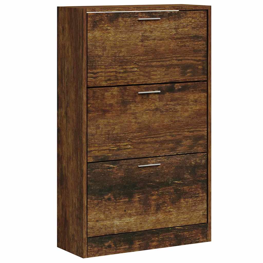 VIDAXL -Schuhschrank 63x24x103 cm bearbeitet Holz geräucherte Eichefarbe