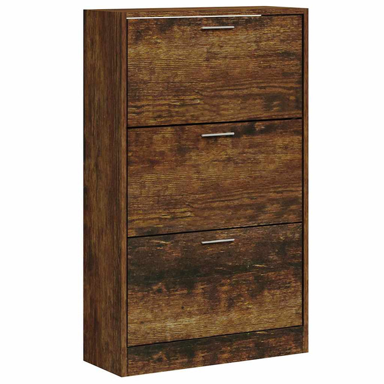 VIDAXL -Schuhschrank 63x24x103 cm bearbeitet Holz geräucherte Eichefarbe