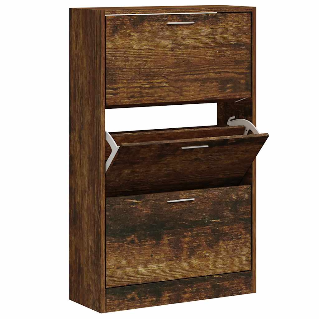 VIDAXL -Schuhschrank 63x24x103 cm bearbeitet Holz geräucherte Eichefarbe