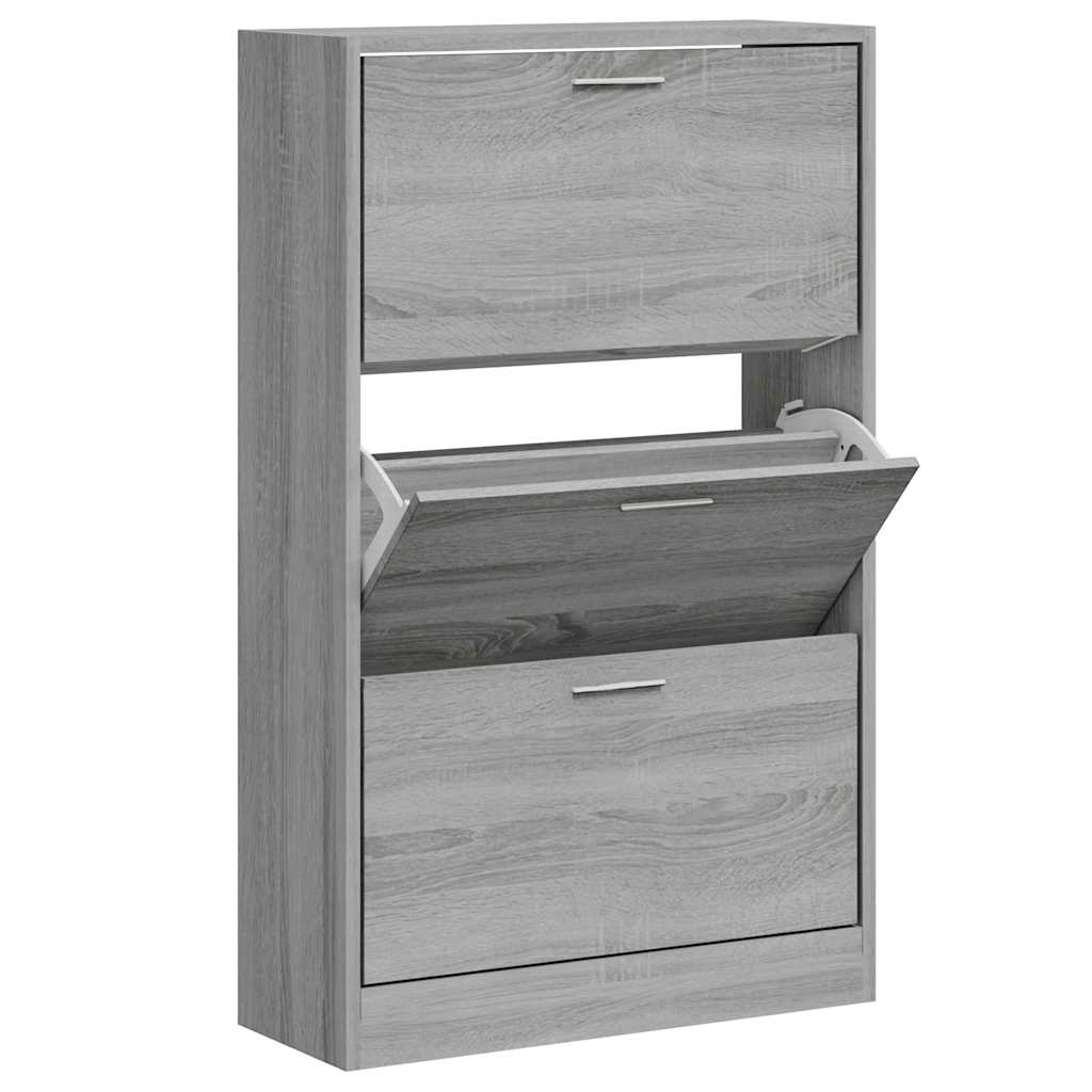VIDAXL -Schuhschrank 63x24x103 cm propertiertes Holzgrau Sonoma