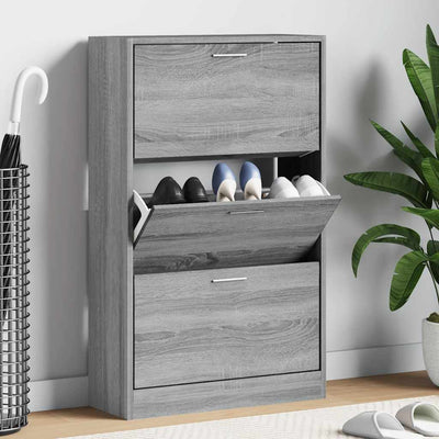 VIDAXL -Schuhschrank 63x24x103 cm propertiertes Holzgrau Sonoma