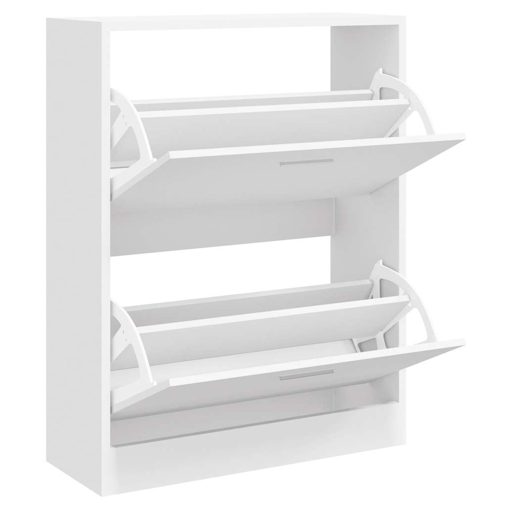 Vidaxl Schuhschrank 63x24x81 cm verarbeitetes Holz Hochglanz weiß