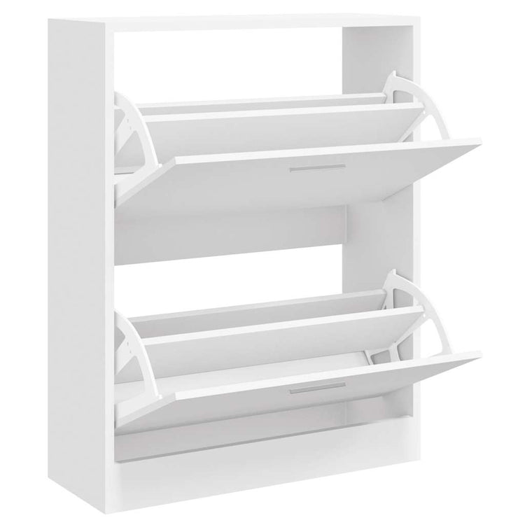 Vidaxl Schuhschrank 63x24x81 cm verarbeitetes Holz Hochglanz weiß