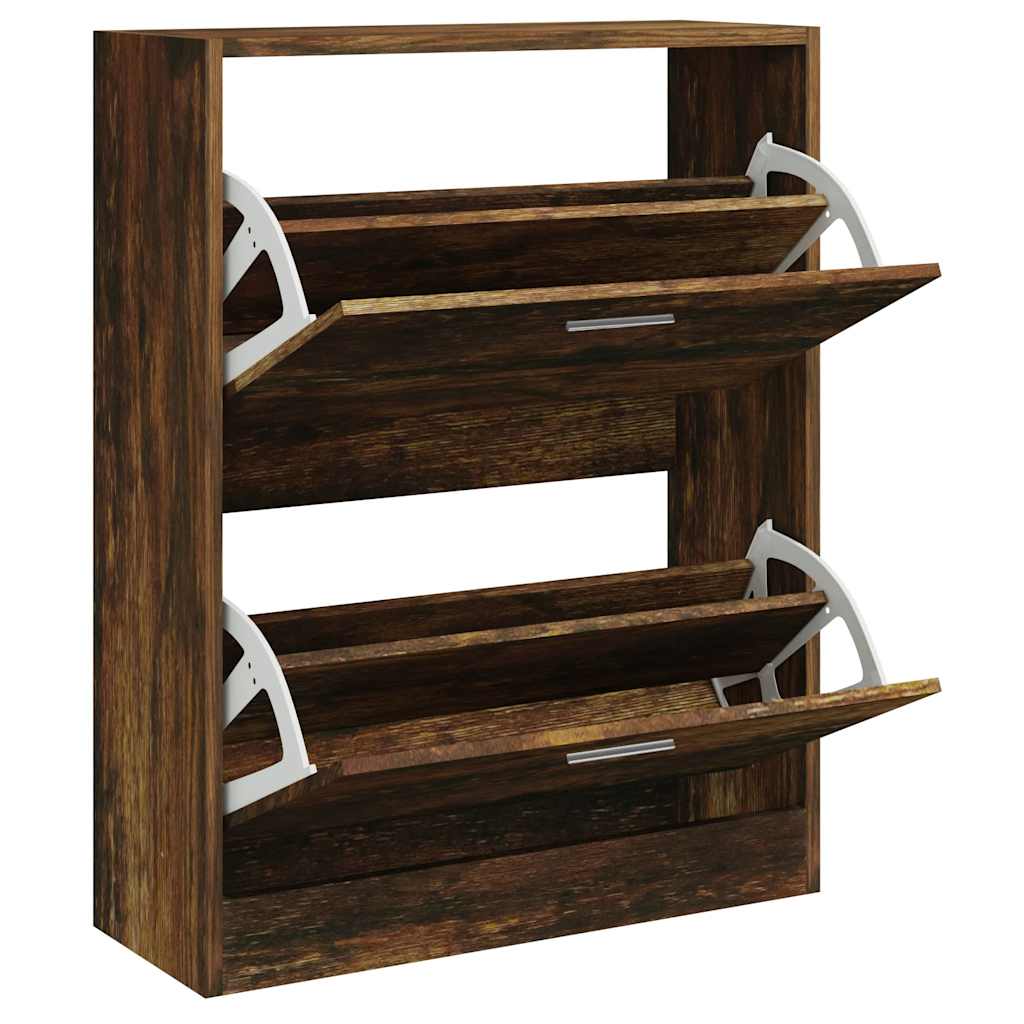 VIDAXL -Schuhschrank 63x24x81 cm Propertiertes Holzgeräuchchen -Eiche gefärbt