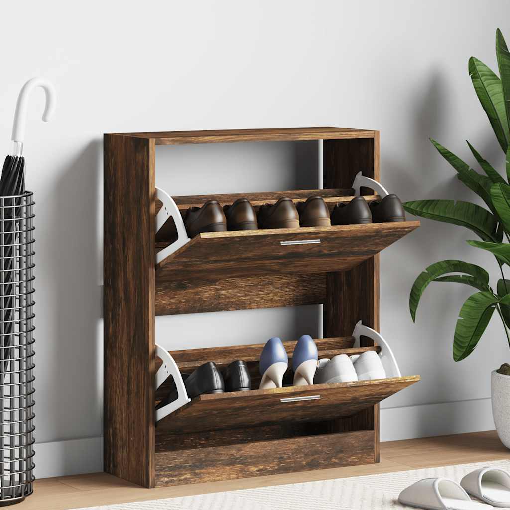 VIDAXL -Schuhschrank 63x24x81 cm Propertiertes Holzgeräuchchen -Eiche gefärbt