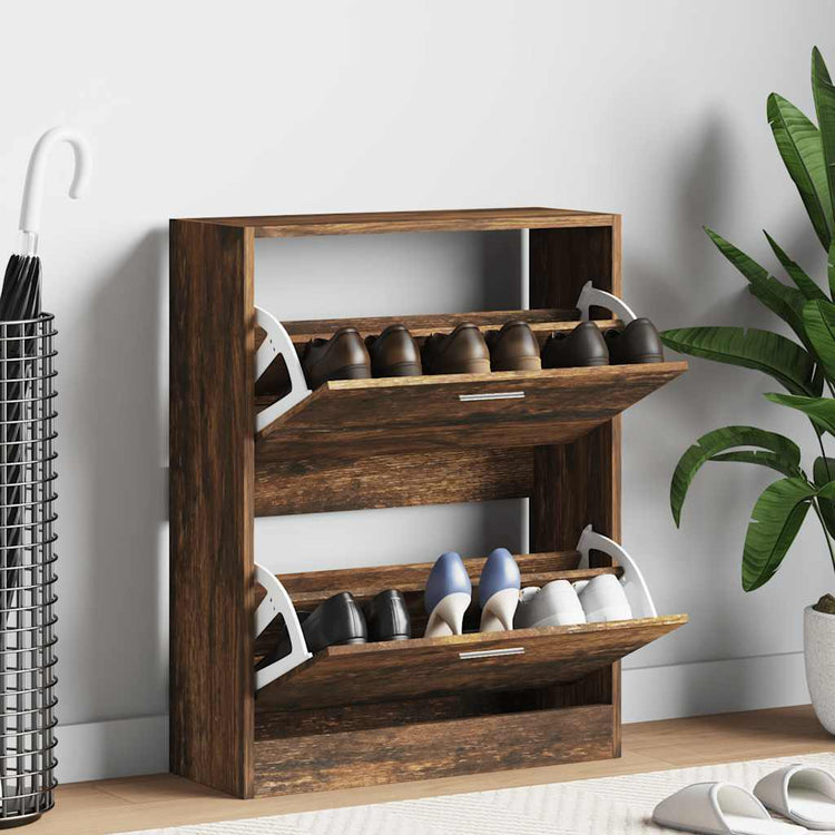 VIDAXL -Schuhschrank 63x24x81 cm Propertiertes Holzgeräuchchen -Eiche gefärbt