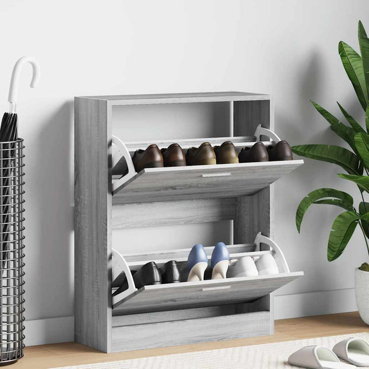 Vidaxl Schuhschrank 63x24x81 cm verarbeitetes Holzgrau Sonoma