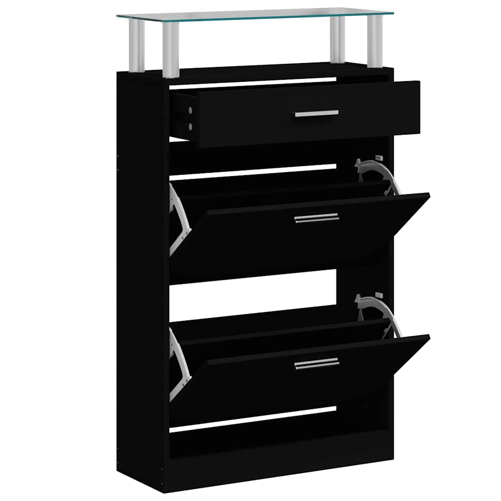 Vidaxl Schuhschrank 63x24x104 cm propertiertes Holzschwarz