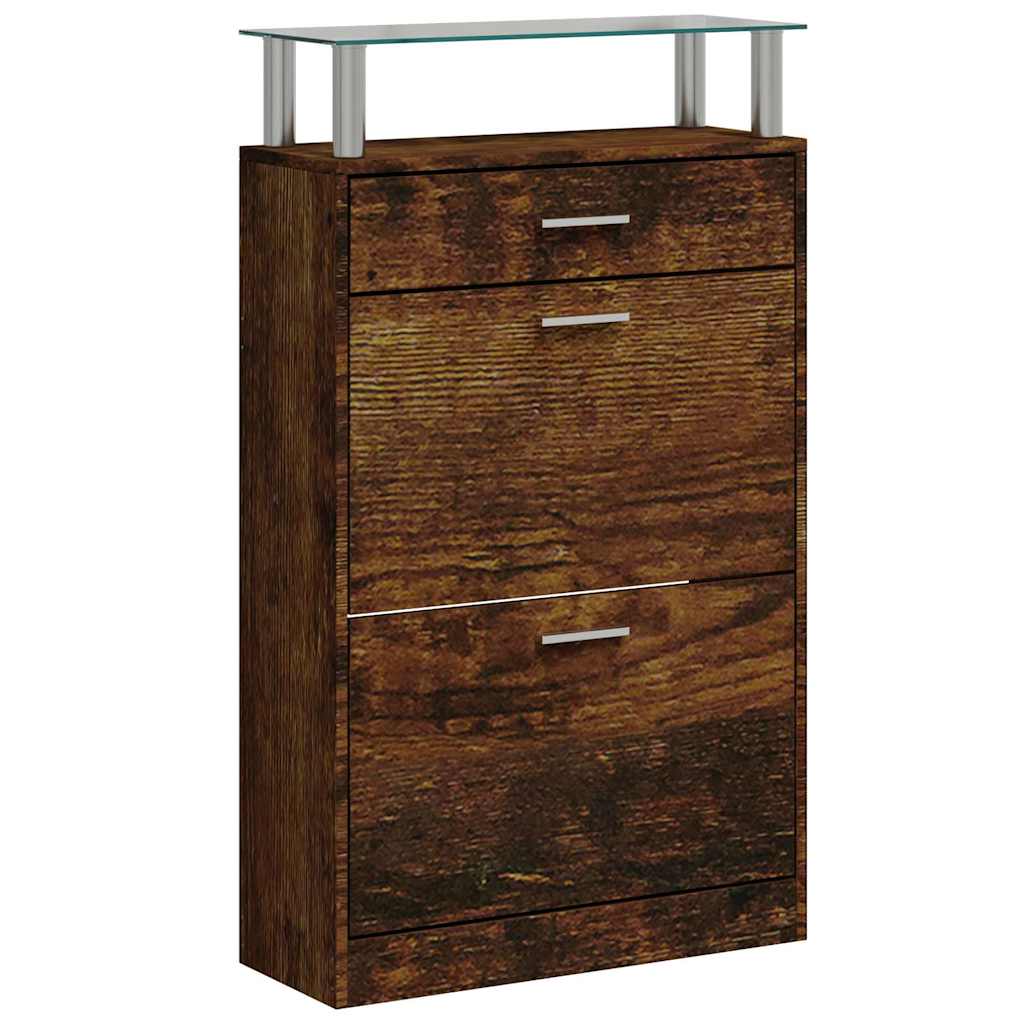 VIDAXL -Schuhschrank 63x24x104 cm verarbeiteter Holzgeräuchchen -Eiche gefärbt
