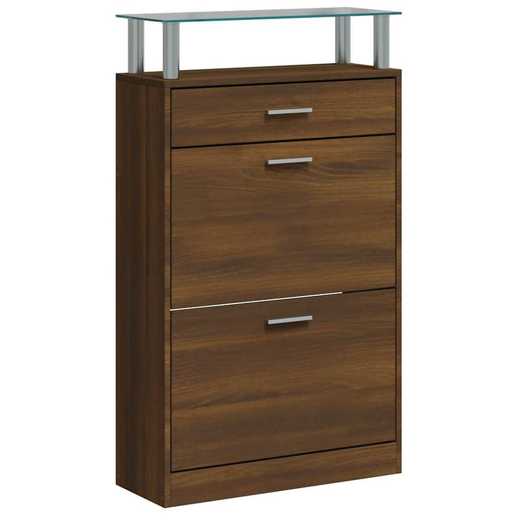 Vidaxl Schuhschrank 63x24x104 cm Schnitt Holzbraune Eiche Farbe
