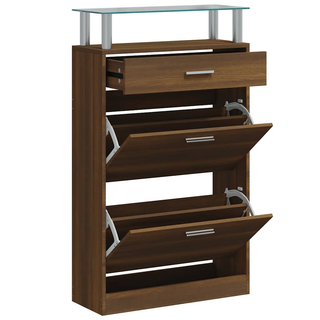 Vidaxl Schuhschrank 63x24x104 cm Schnitt Holzbraune Eiche Farbe