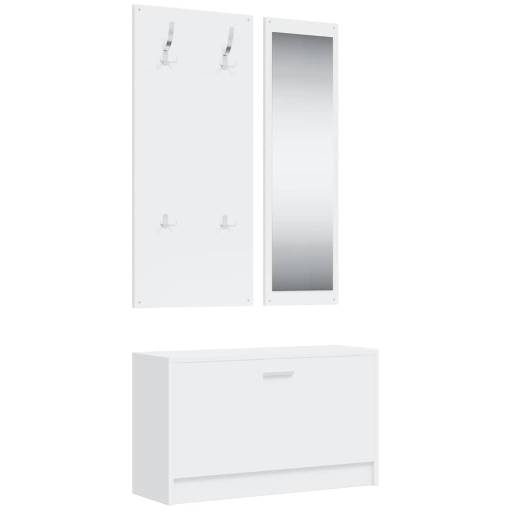 Vidaxl Schuhschrank Set 3-in-1 bearbeitetes Holz weiß