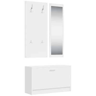 Vidaxl Schuhschrank Set 3-in-1 bearbeitetes Holz weiß