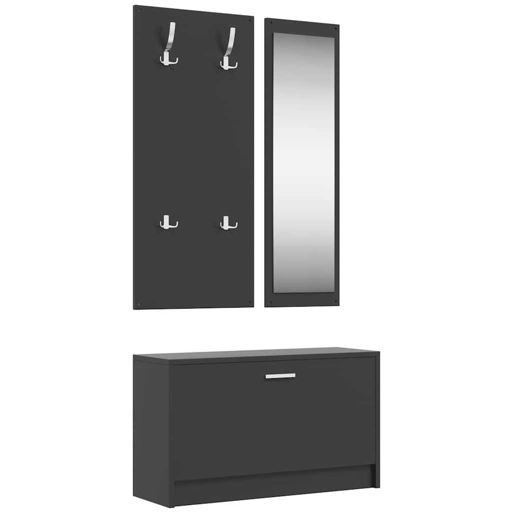 Vidaxl Schuhschrank Set 3-in-1 bearbeitetes Holzschwarz