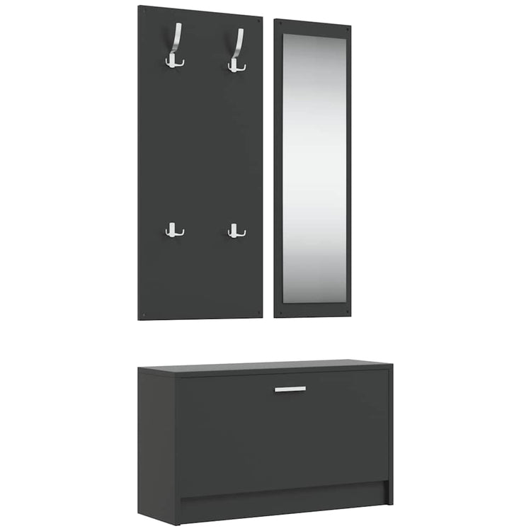 Vidaxl Schuhschrank Set 3-in-1 bearbeitetes Holzschwarz