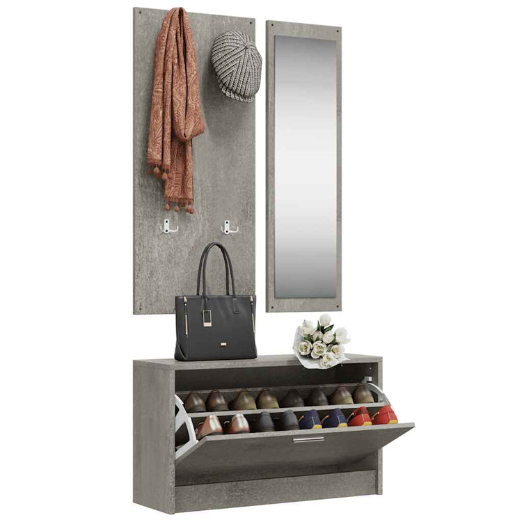 Vidaxl Schuhschrank Set 3-in-1 bearbeitetes Holz Betonglijs