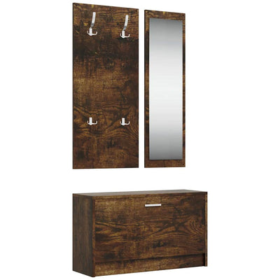 Vidaxl Schuhschrank Set 3-in-1 bearbeitetes Holz Sonoma Eiche farbig