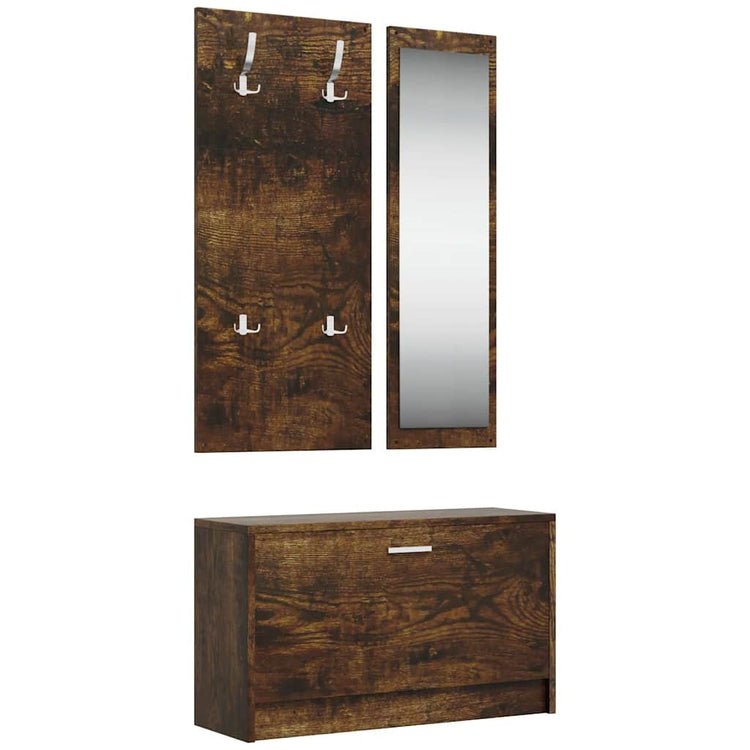 Vidaxl Schuhschrank Set 3-in-1 bearbeitetes Holz Sonoma Eiche farbig
