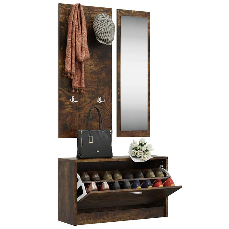 Vidaxl Schuhschrank Set 3-in-1 bearbeitetes Holz Sonoma Eiche farbig