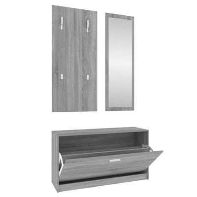 Vidaxl Schuhschrank Set 3-in-1 bearbeitetes Holzgrau Sonoma Eiche