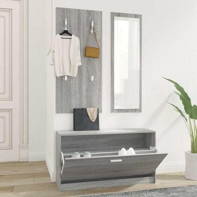 Vidaxl Schuhschrank Set 3-in-1 bearbeitetes Holzgrau Sonoma Eiche