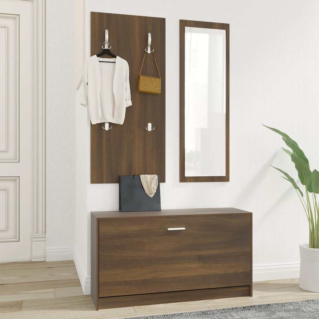 Vidaxl Schuhschrank Set 3-in-1 bearbeitetes Holz Browniken