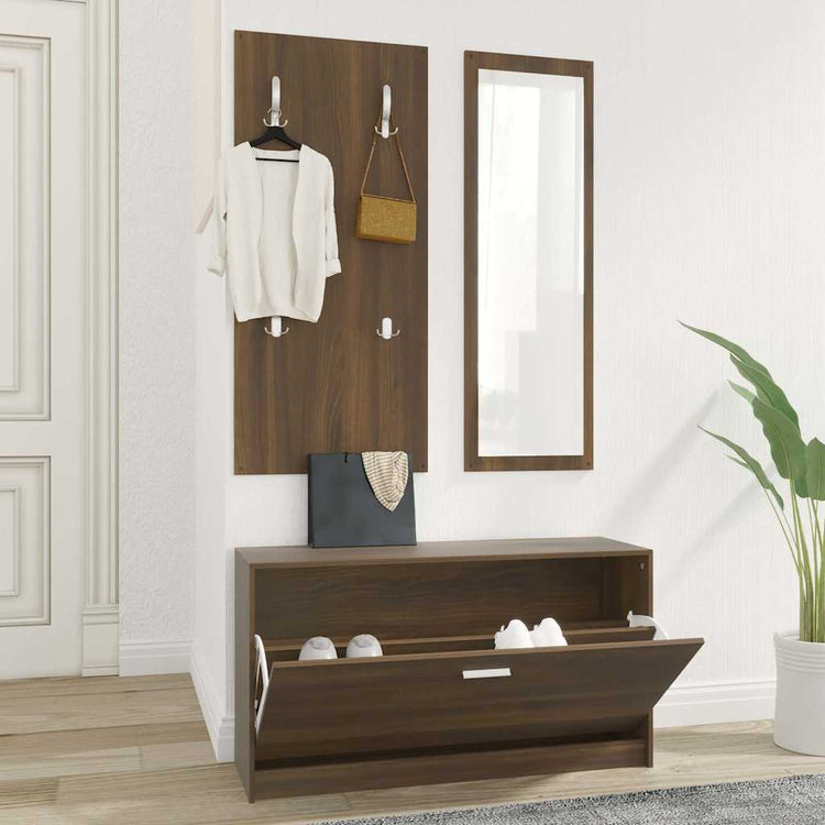 Vidaxl Schuhschrank Set 3-in-1 bearbeitetes Holz Browniken